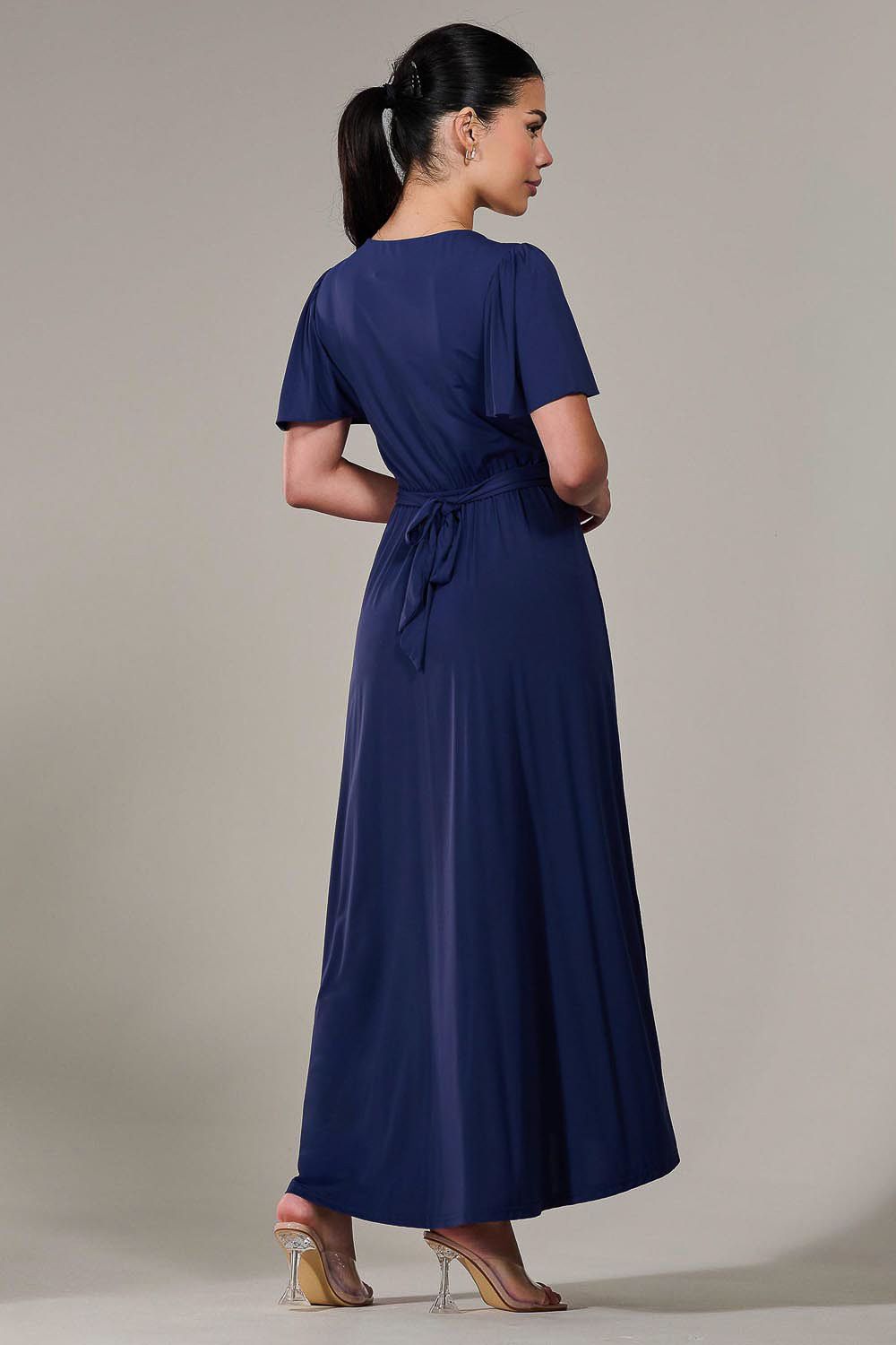 Jolie Moi Short Sleeve Soft Silky Jersey Maxi Dress