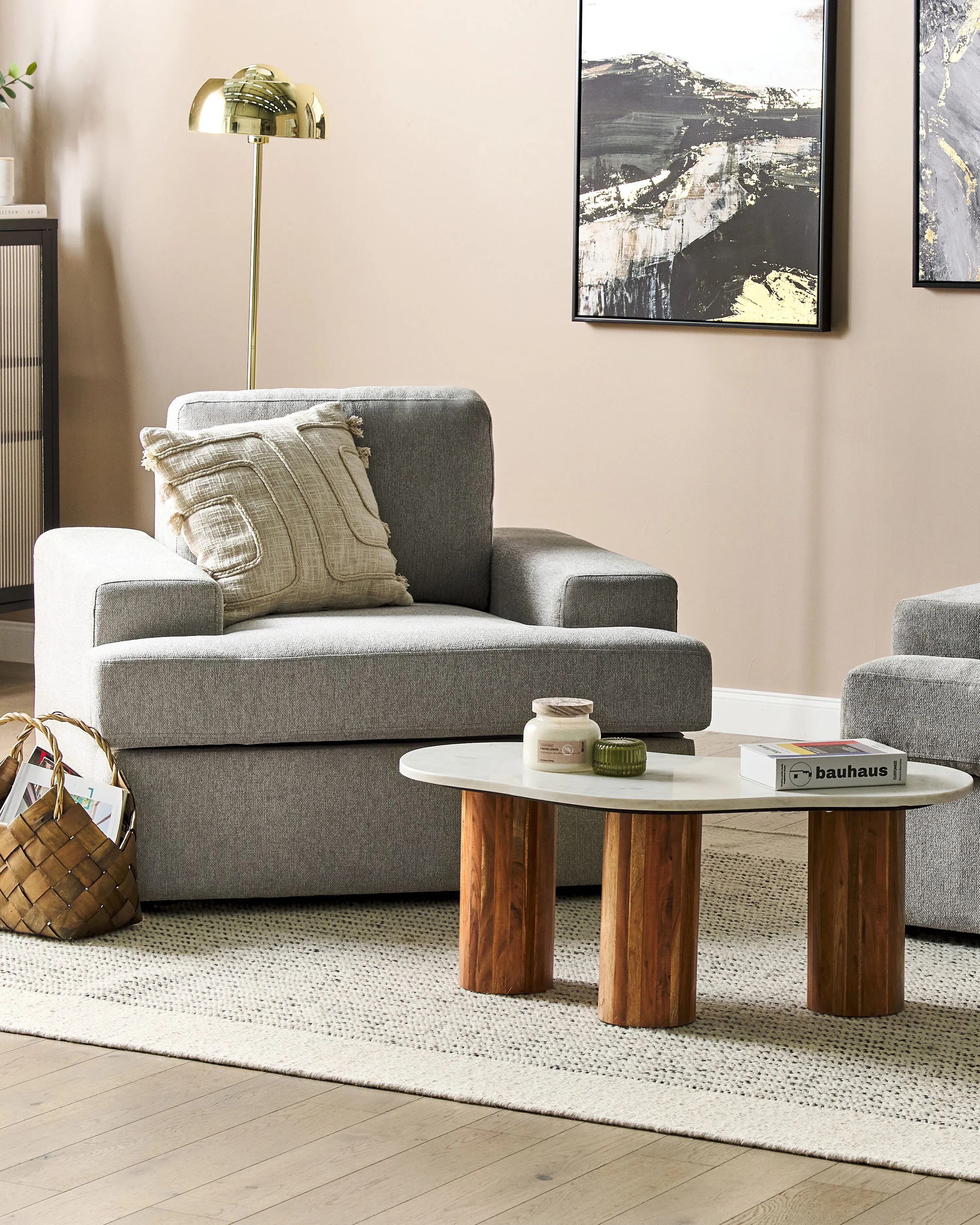 Set of 2 Armchairs ALLA Fabric Light Grey