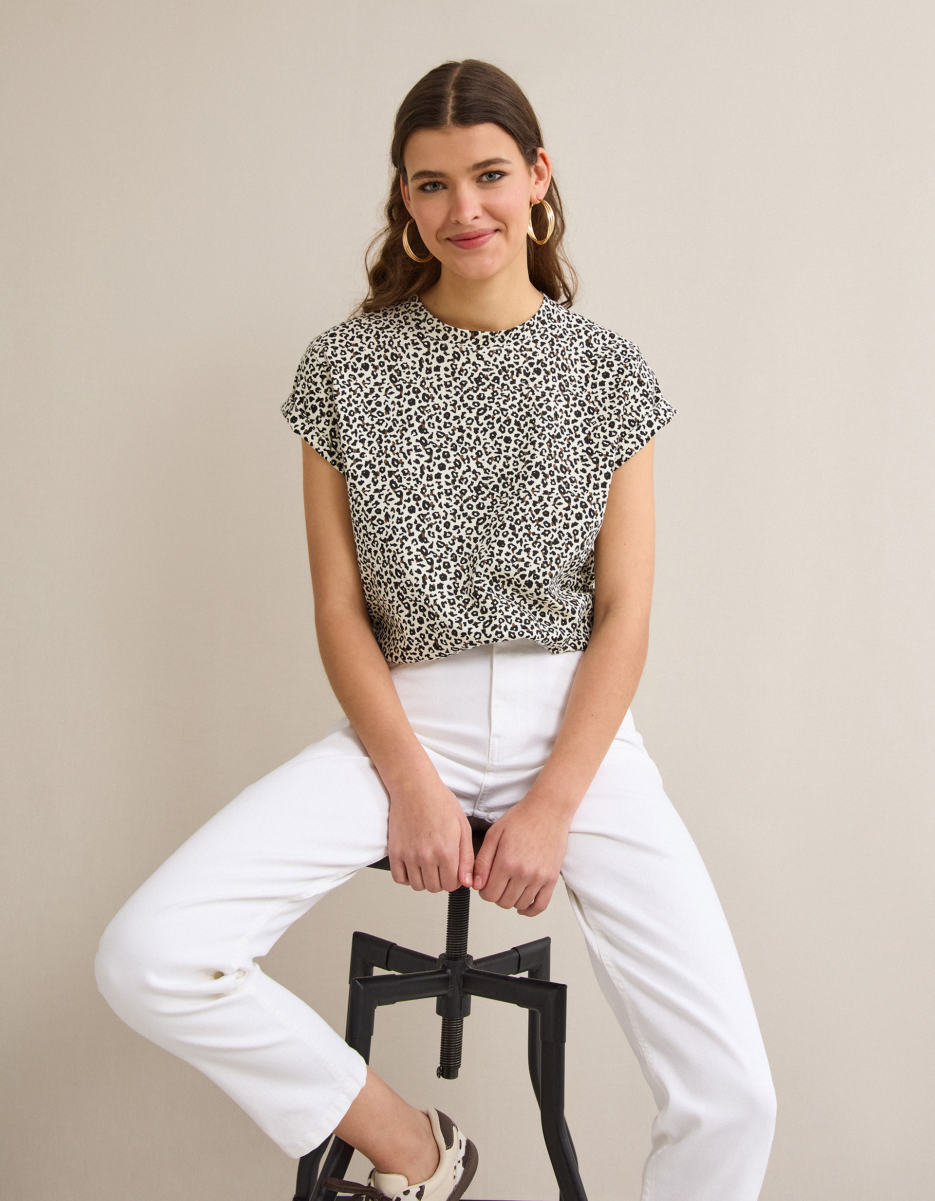 T-shirt Animal Print, Mulher, Preto