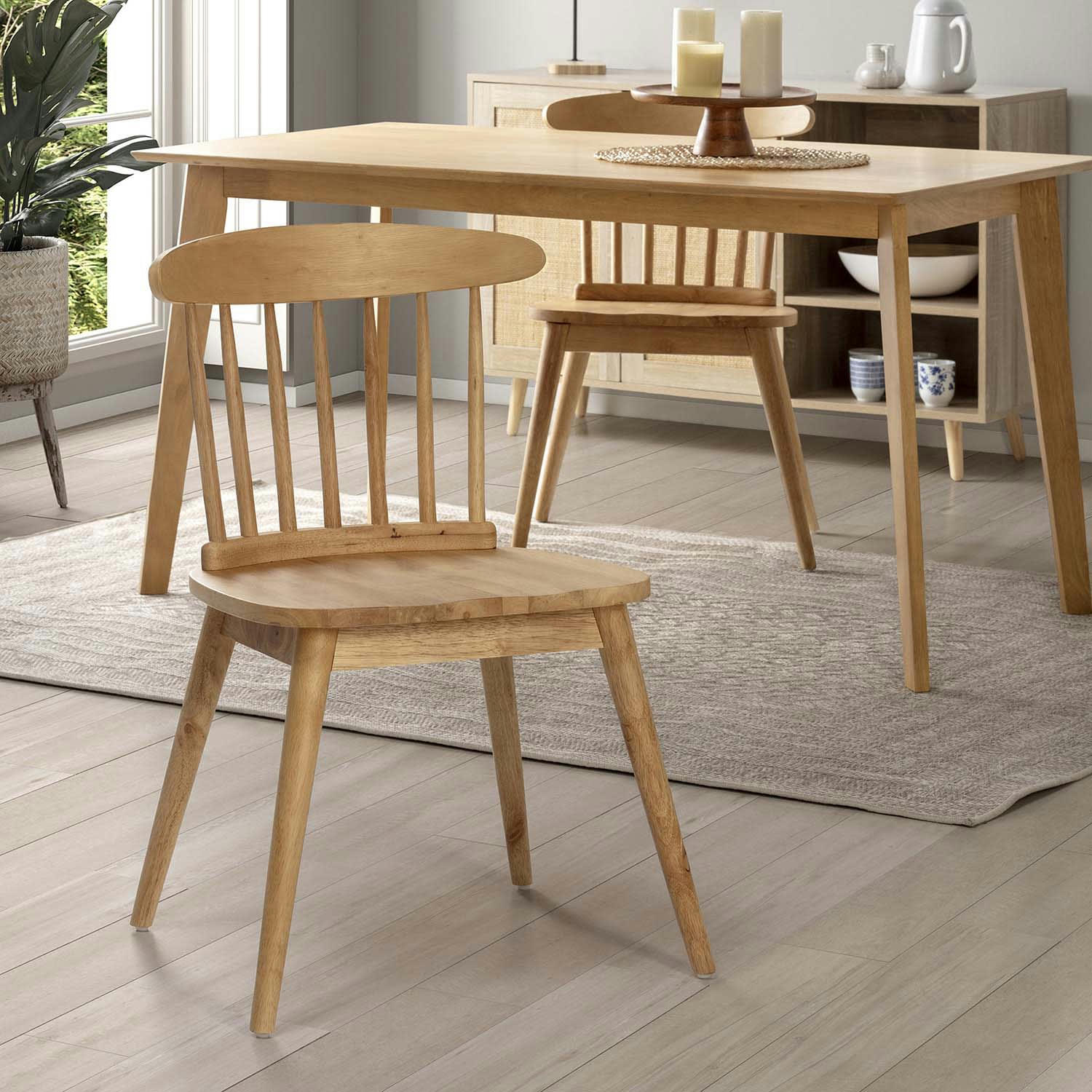 BEN - Pack 2 chaises en bois couleur chêne