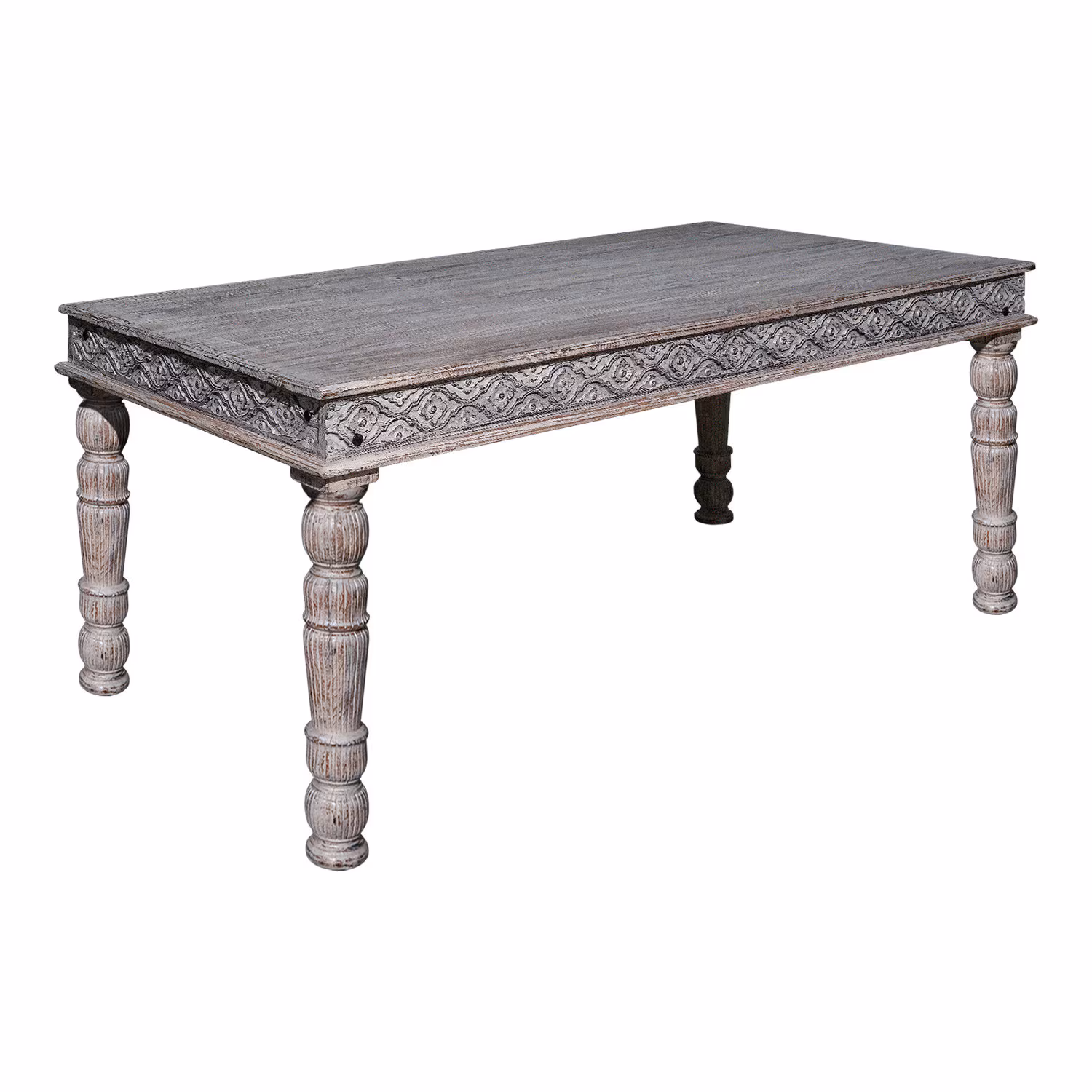 Rustic 6 Seater White Wood Dining Table | 72