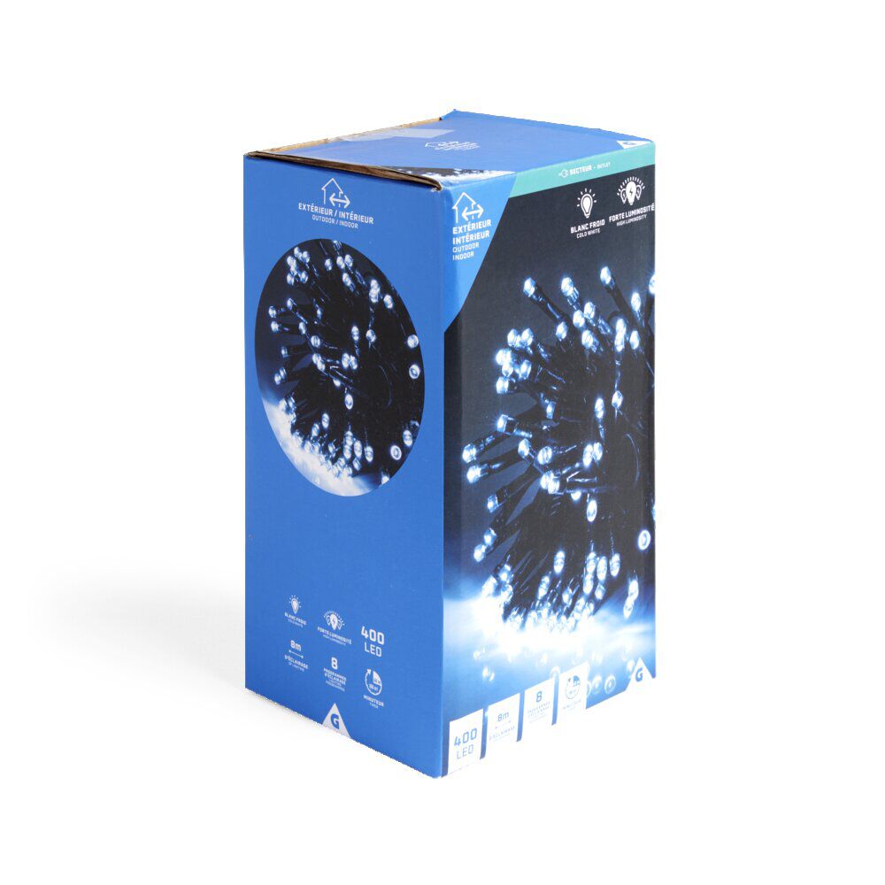 Guirlande lumineuse extérieur cluster 400LED blanc froid 8m