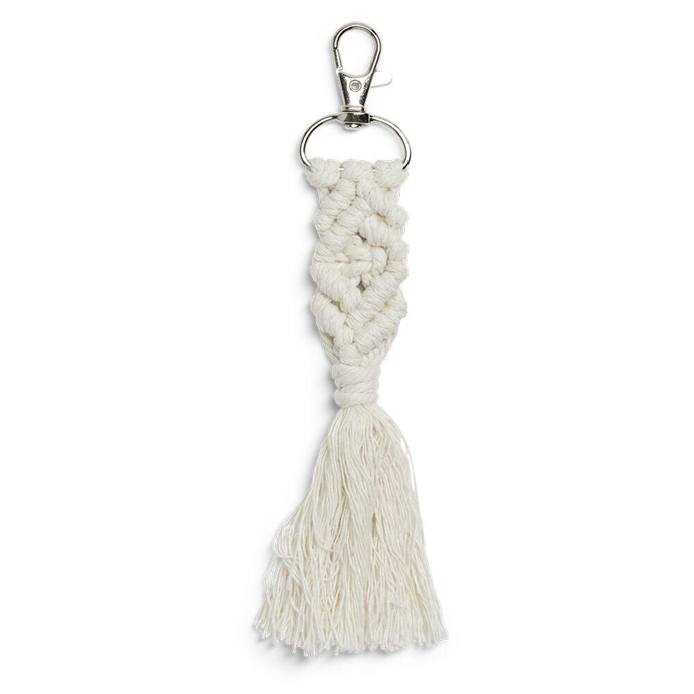 Porte clé pompon macramé avec mousqueton - 3 coloris