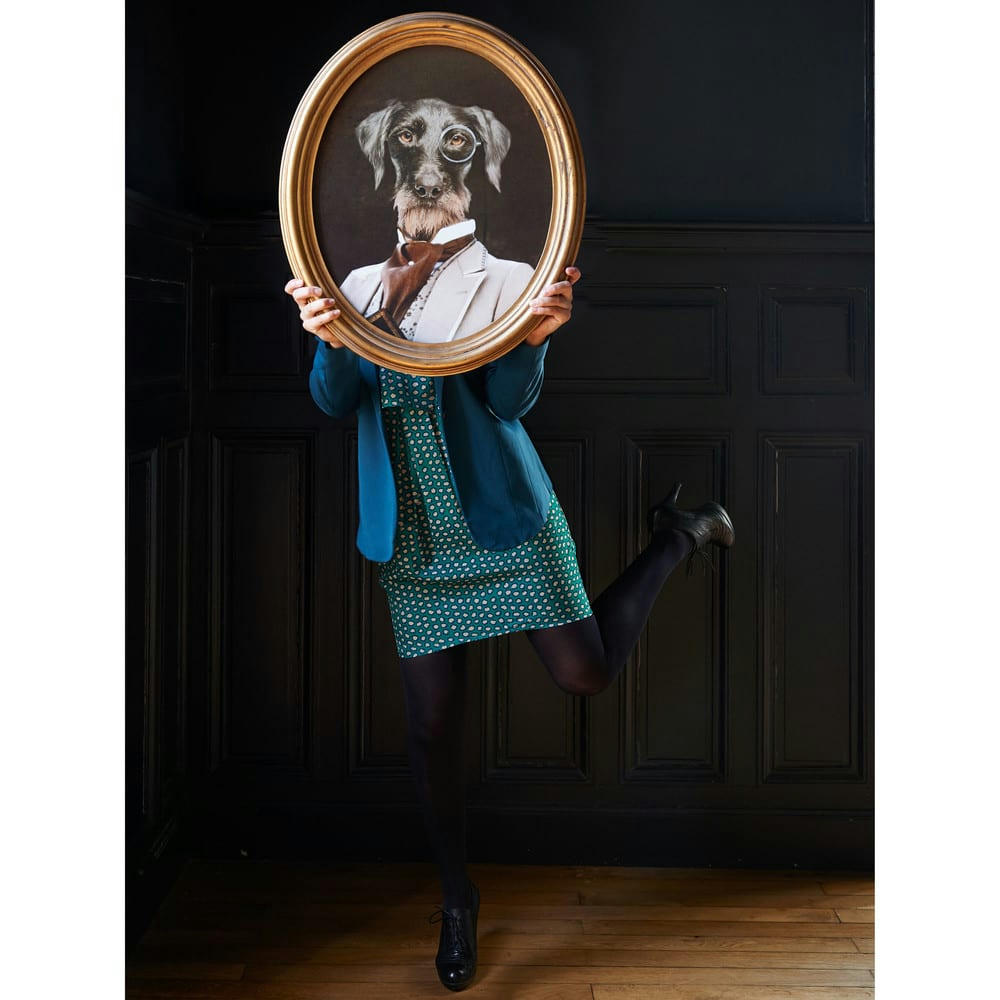 Oscar - Tableau ovale portrait chien 53x64