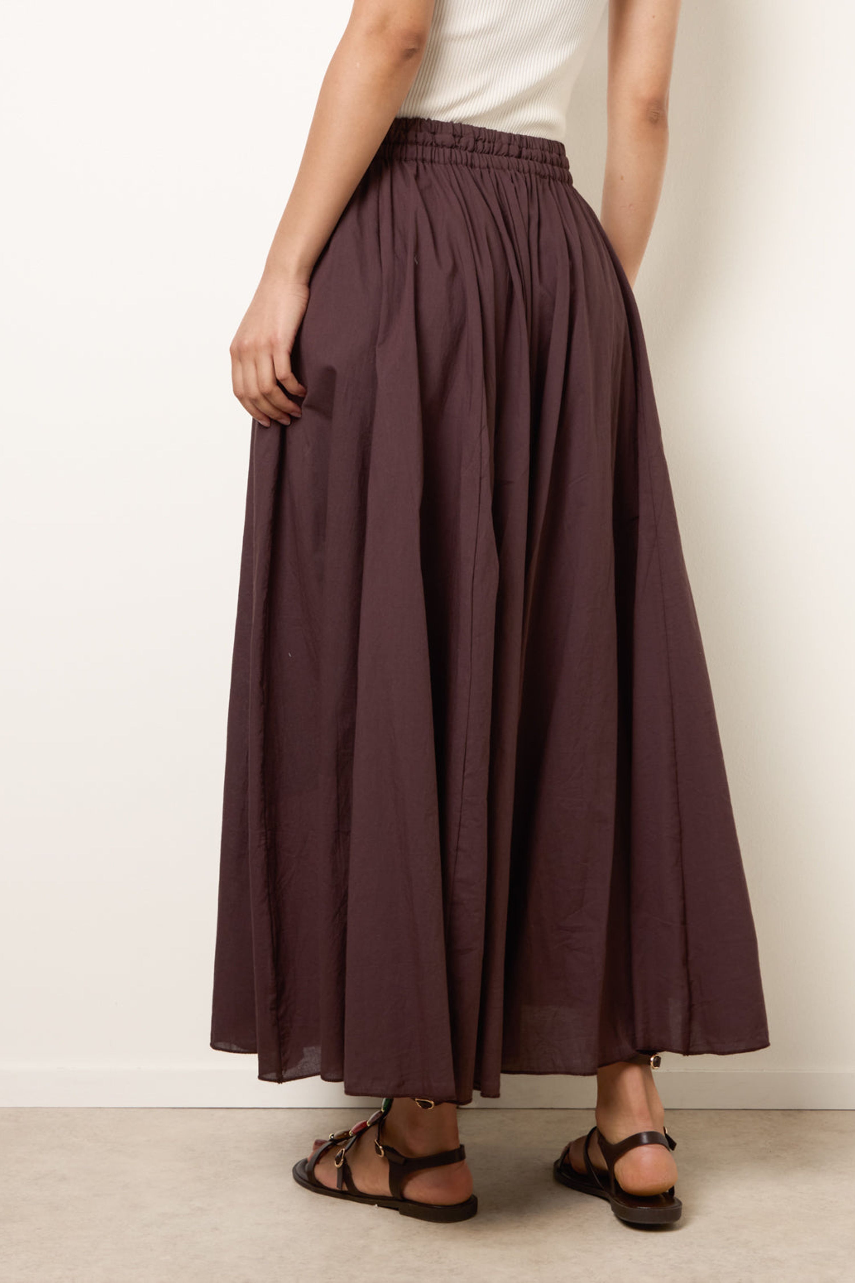 Blue Vanilla Brown Gathered Panel Maxi Skirt