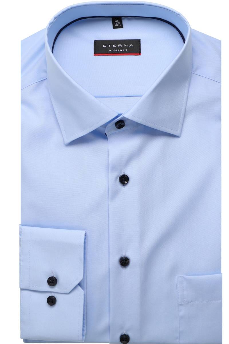 ETERNA Modern Fit Hemd hellblau, Einfarbig (super langer Arm)
