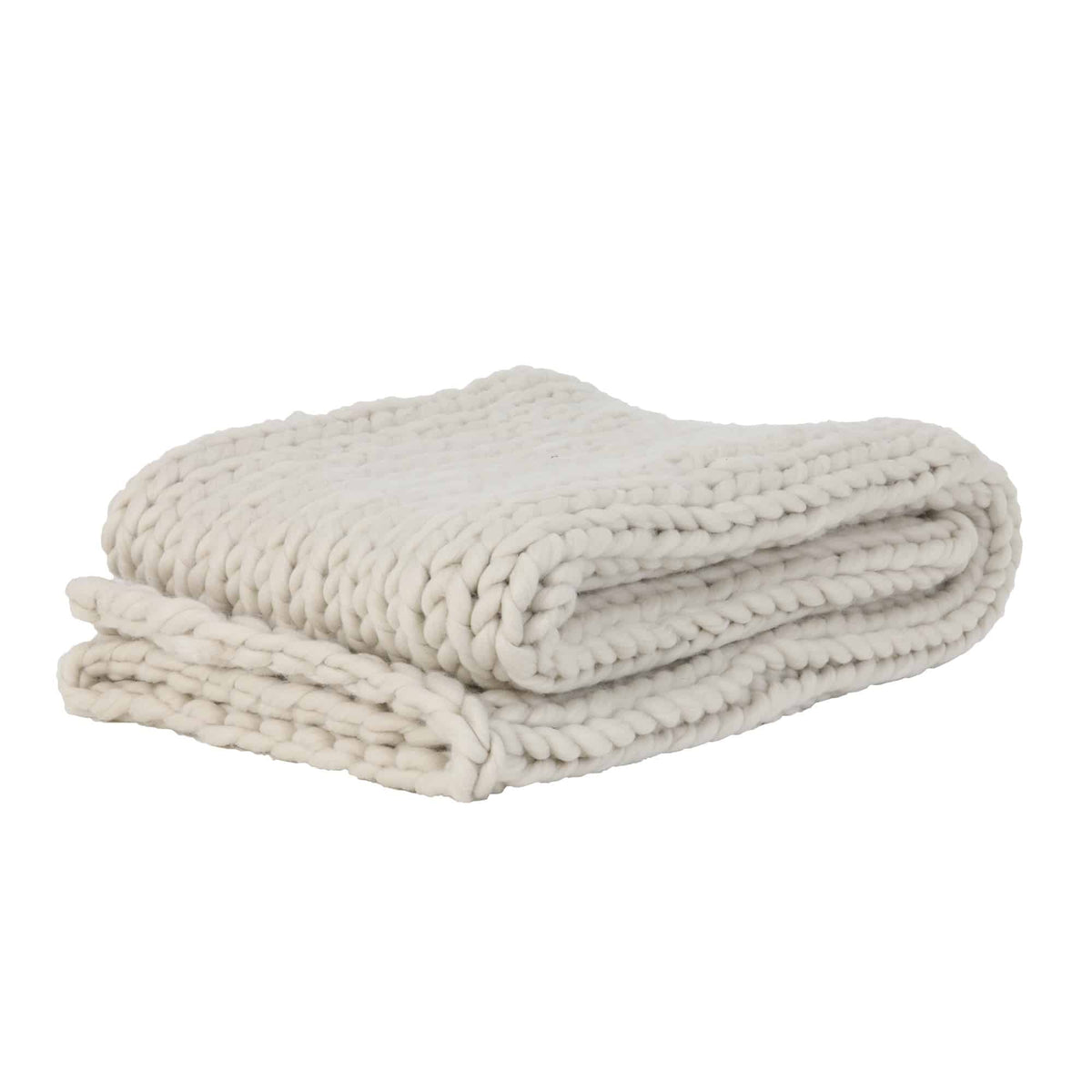 Light & Living deken Knitted - wit - 152x127x0.5cm