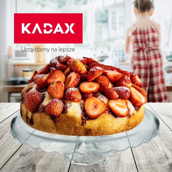 Patera Na Ciasto 32cm Szklana Tort Owoce Na Nodze