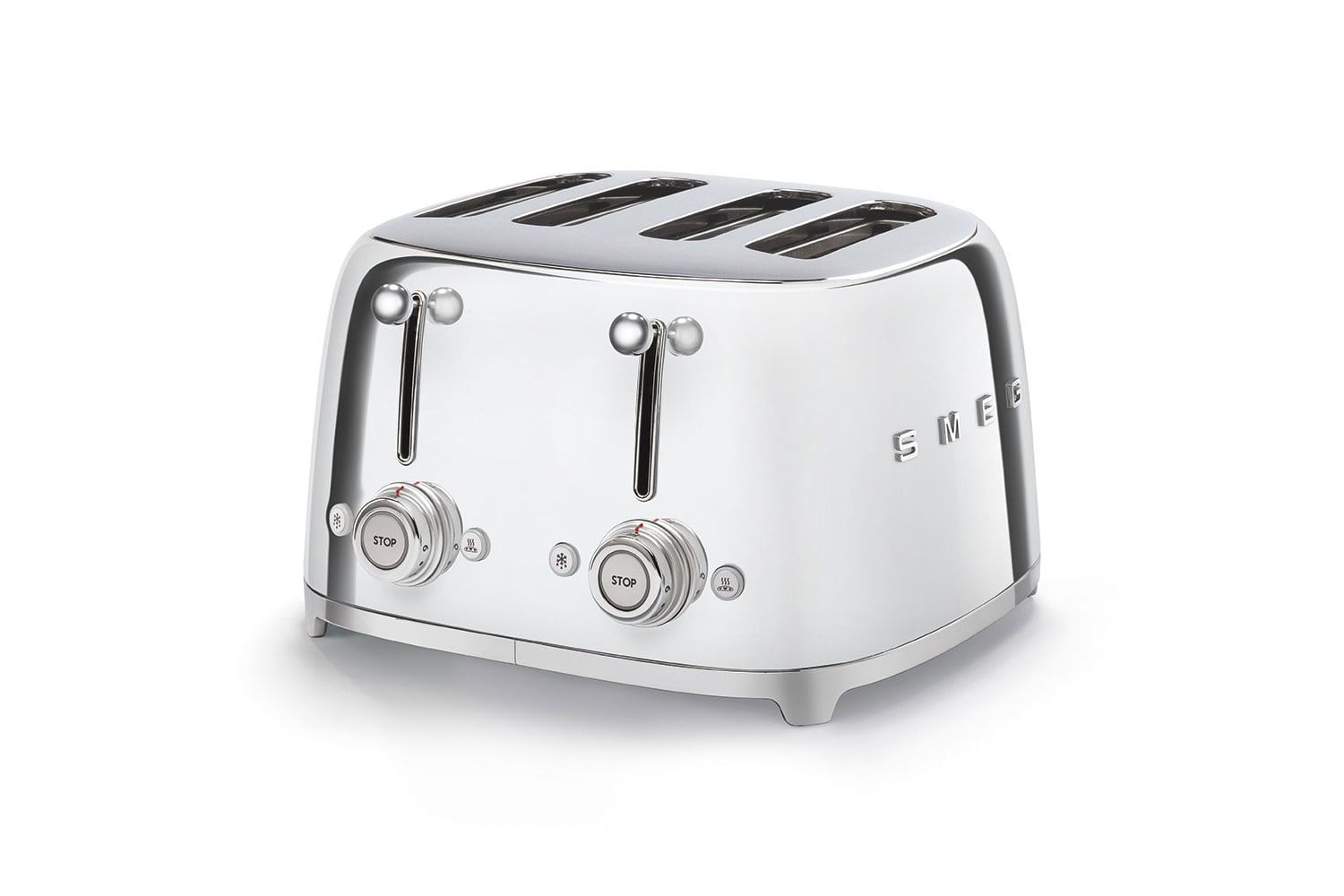 Smeg TSF03SSUK Retro 4 Slice Toaster, 4 Extra-Wide Slots Chrome