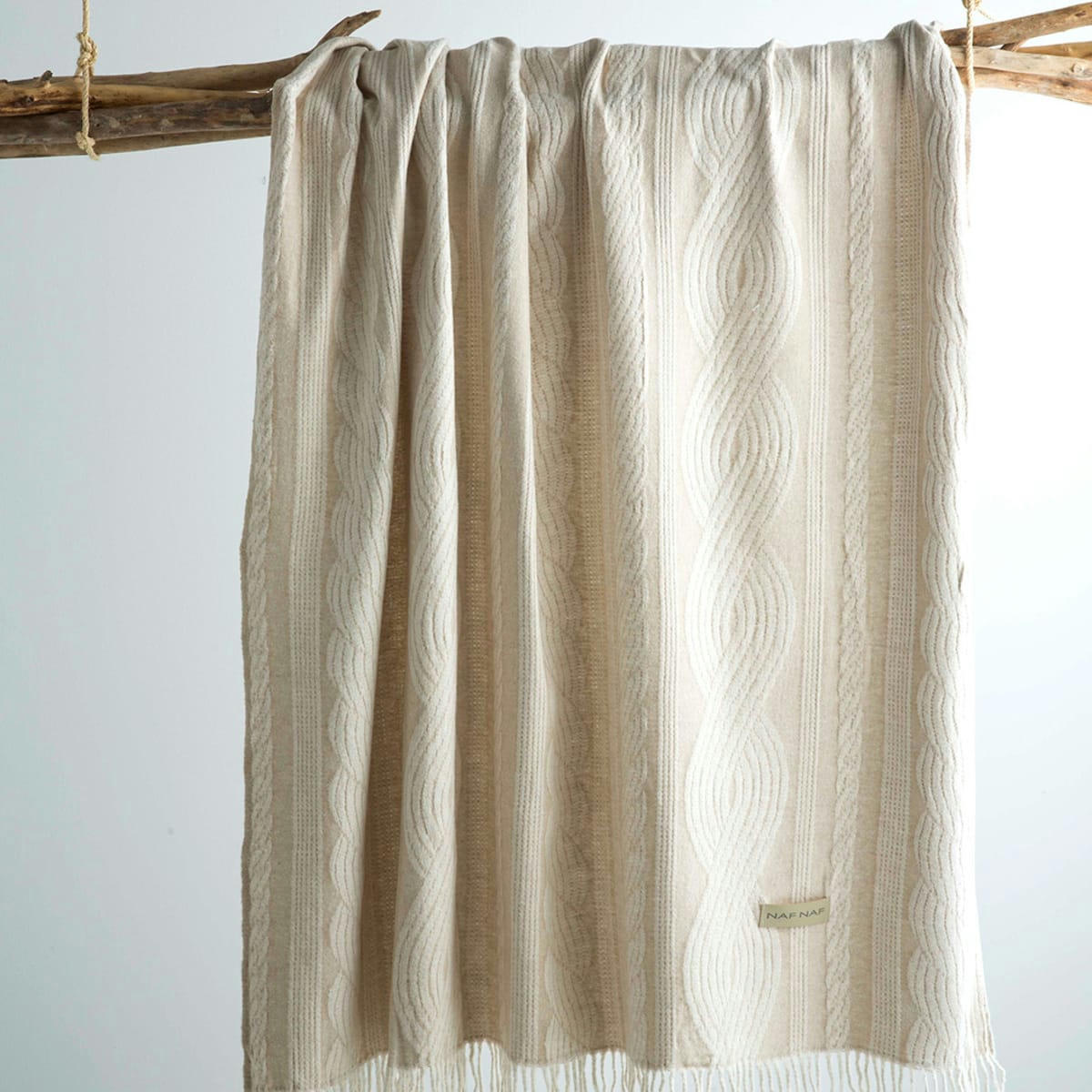 BRAID - Plaid en coton beige 130x170