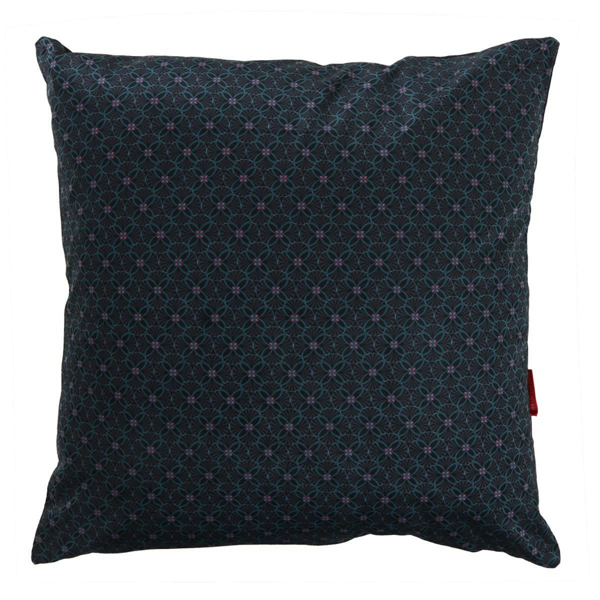 LOTUS - Housse de coussin velours imprimé graphique noir 45x45cm
