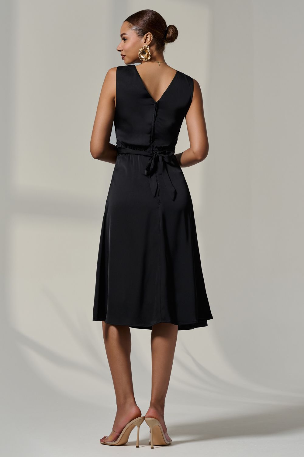 Jolie Moi Sleeveless Waist Detail Midi Dress