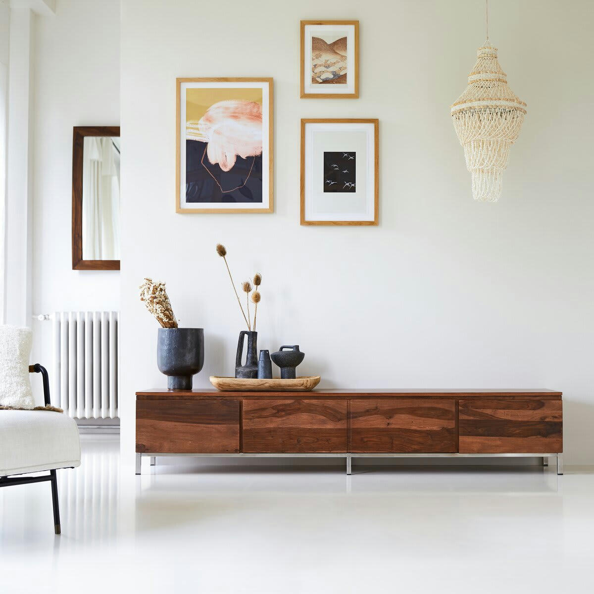 NOVA - Meuble TV en palissandre massif 205 cm