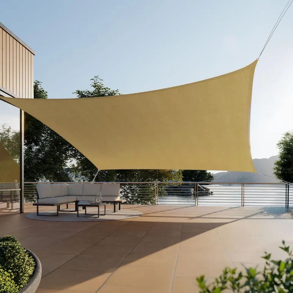 tectake Schaduwdoek Sunny, weerbestendig HDPE-materiaal met UV-bescherming