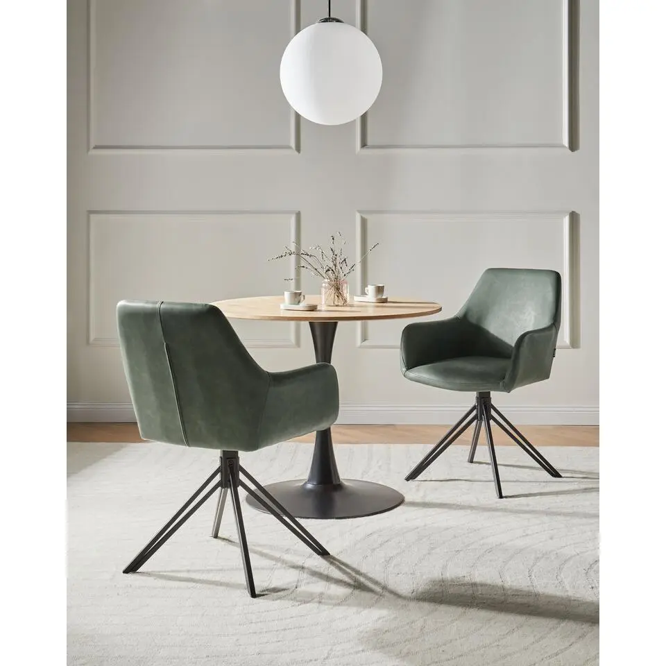 SANSARC - Eetkamerstoel set van 2 - Donkergroen - Kunstleer