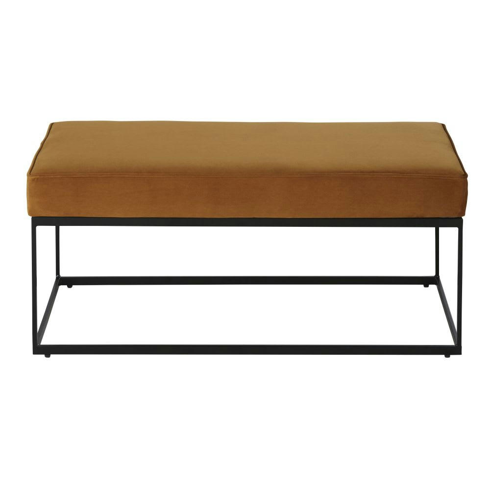 MONICA - Banquette coffre noire et ocre