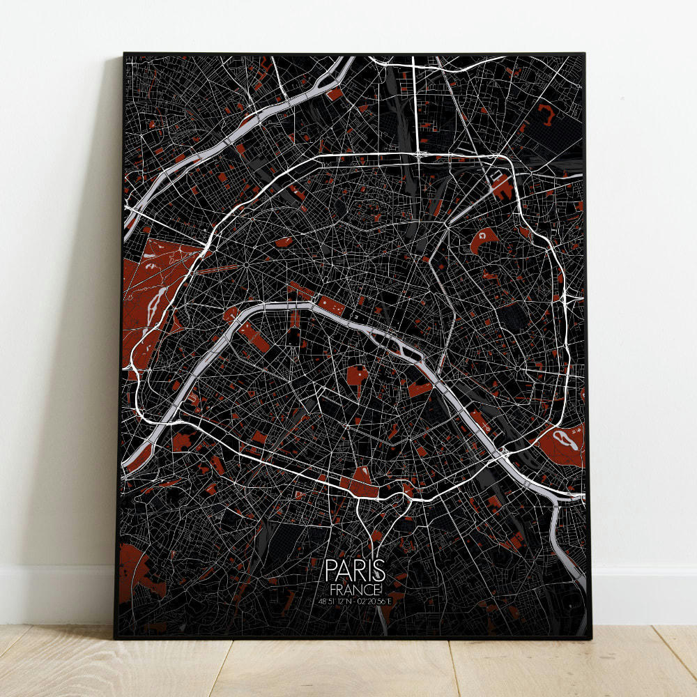 - Affiche Paris Carte Rouge 40x50