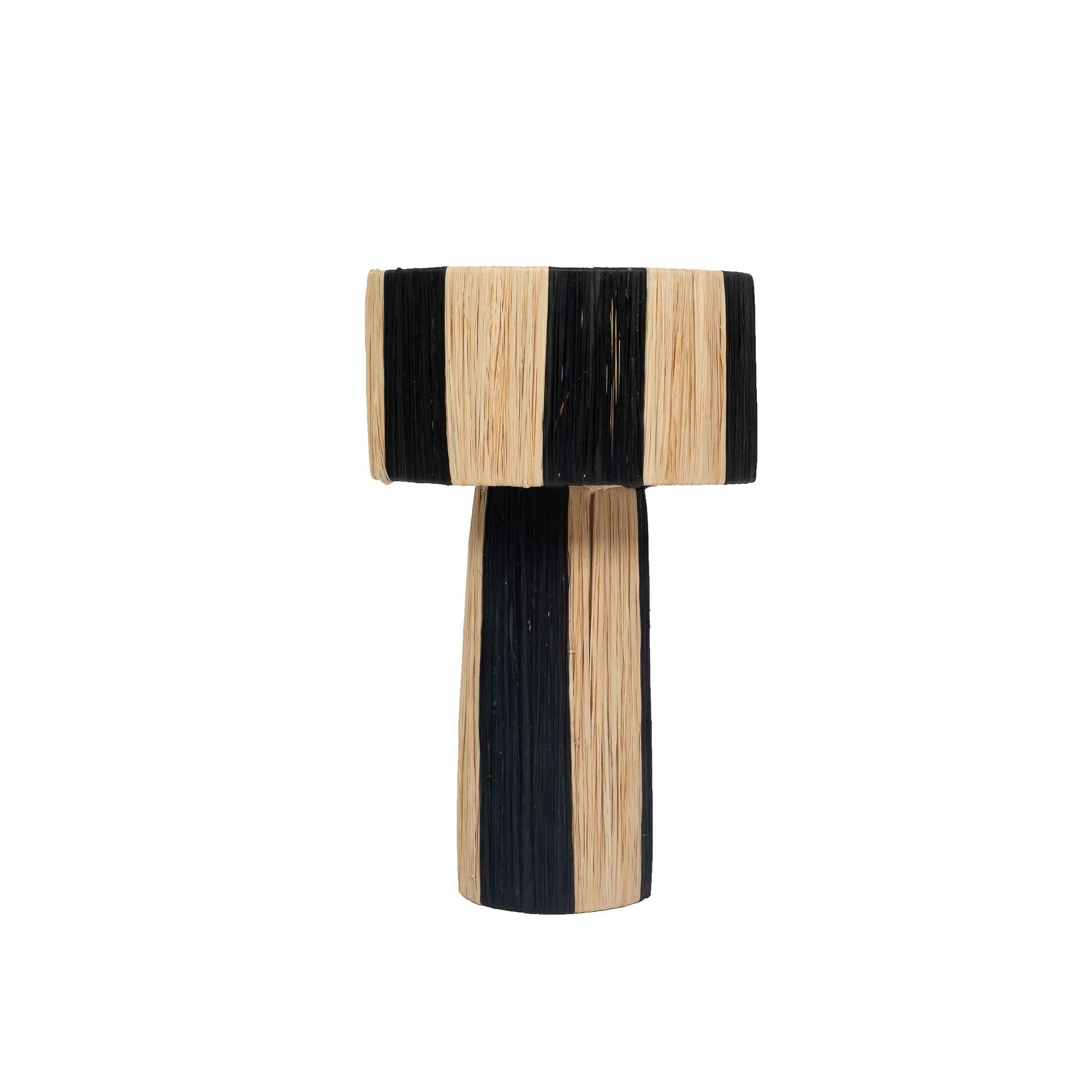 ROSY - Lampe de chevet en raphia naturel et noir