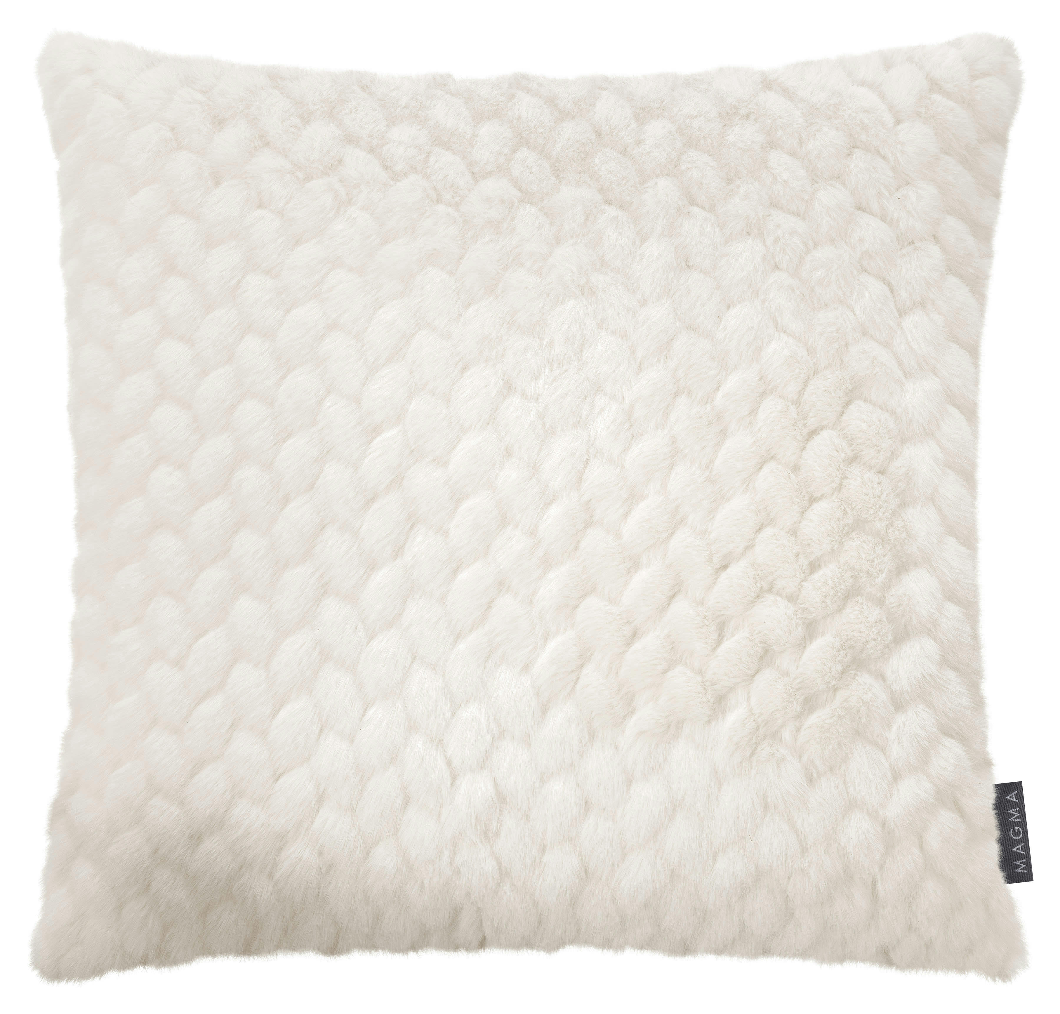 MINK - Housse de coussin fausse fourrure motif relief ivoire 50x50