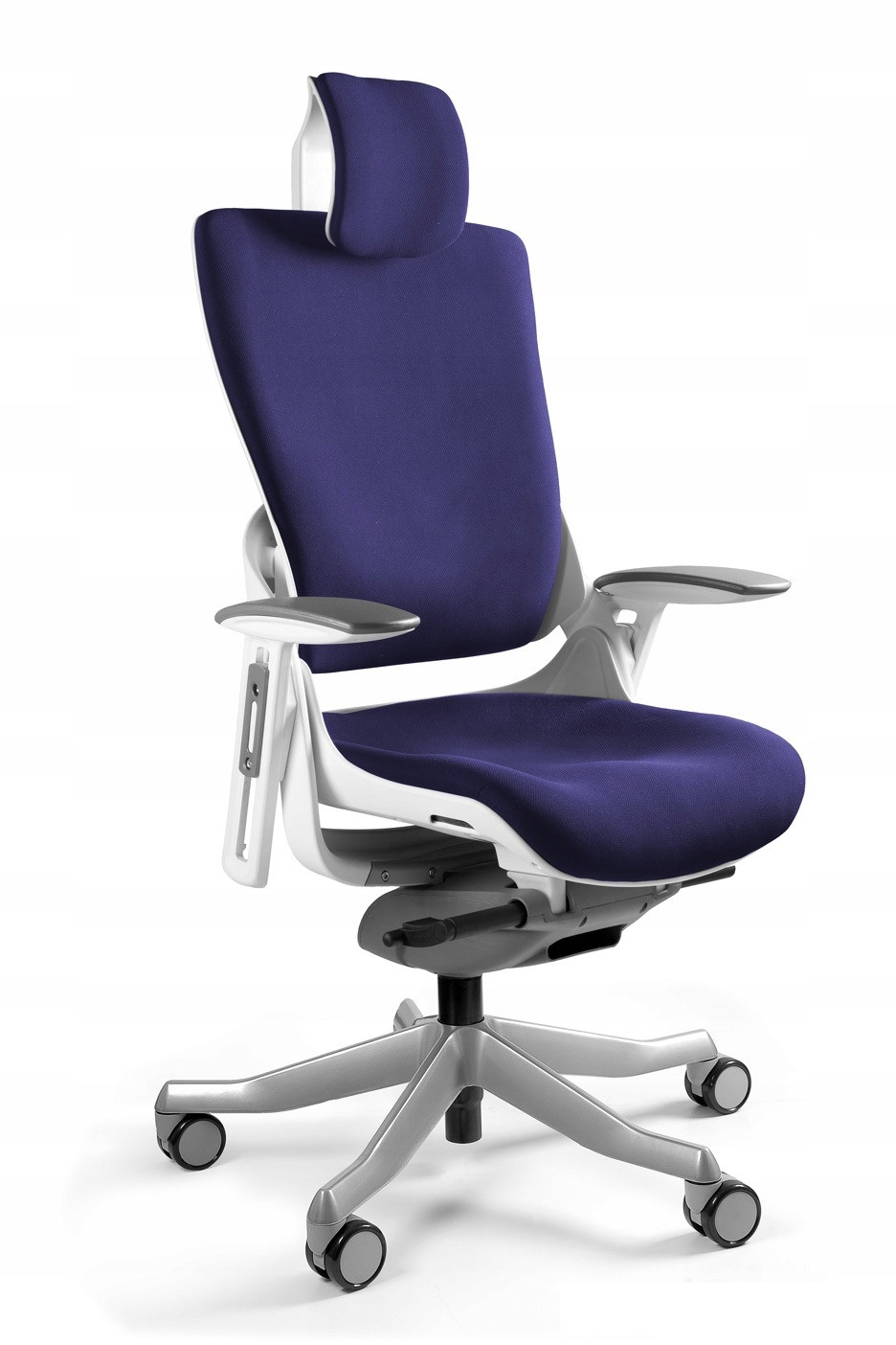 Ergonomiczny fotel biurowy WAU 2 biały/navyblue tkanina