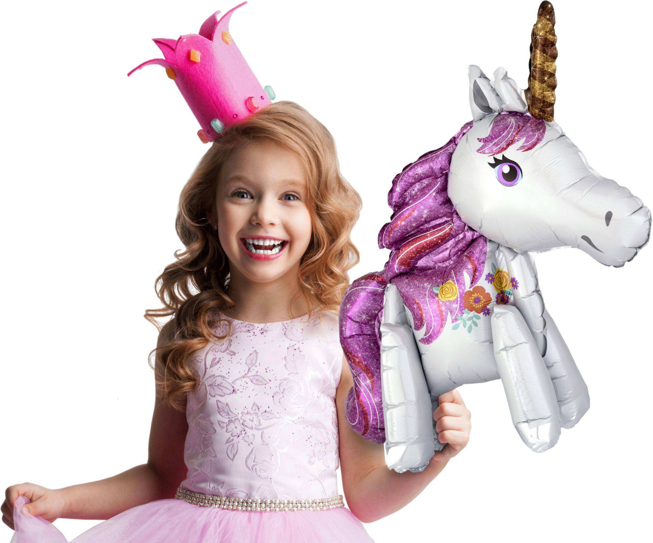 Unicorn Satin Foil Balloon, White/Purple, 25-in, Air-Filled for Birthday Party
