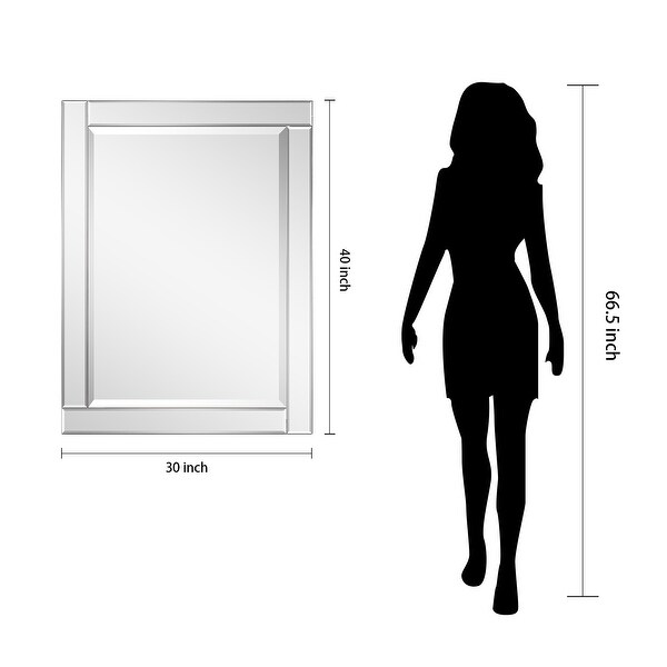 Moderno Beveled Rectangle Wall Mirror, Solid Wood Frame,1"-Beveled Center Mirror, Ready to Hang - Clear