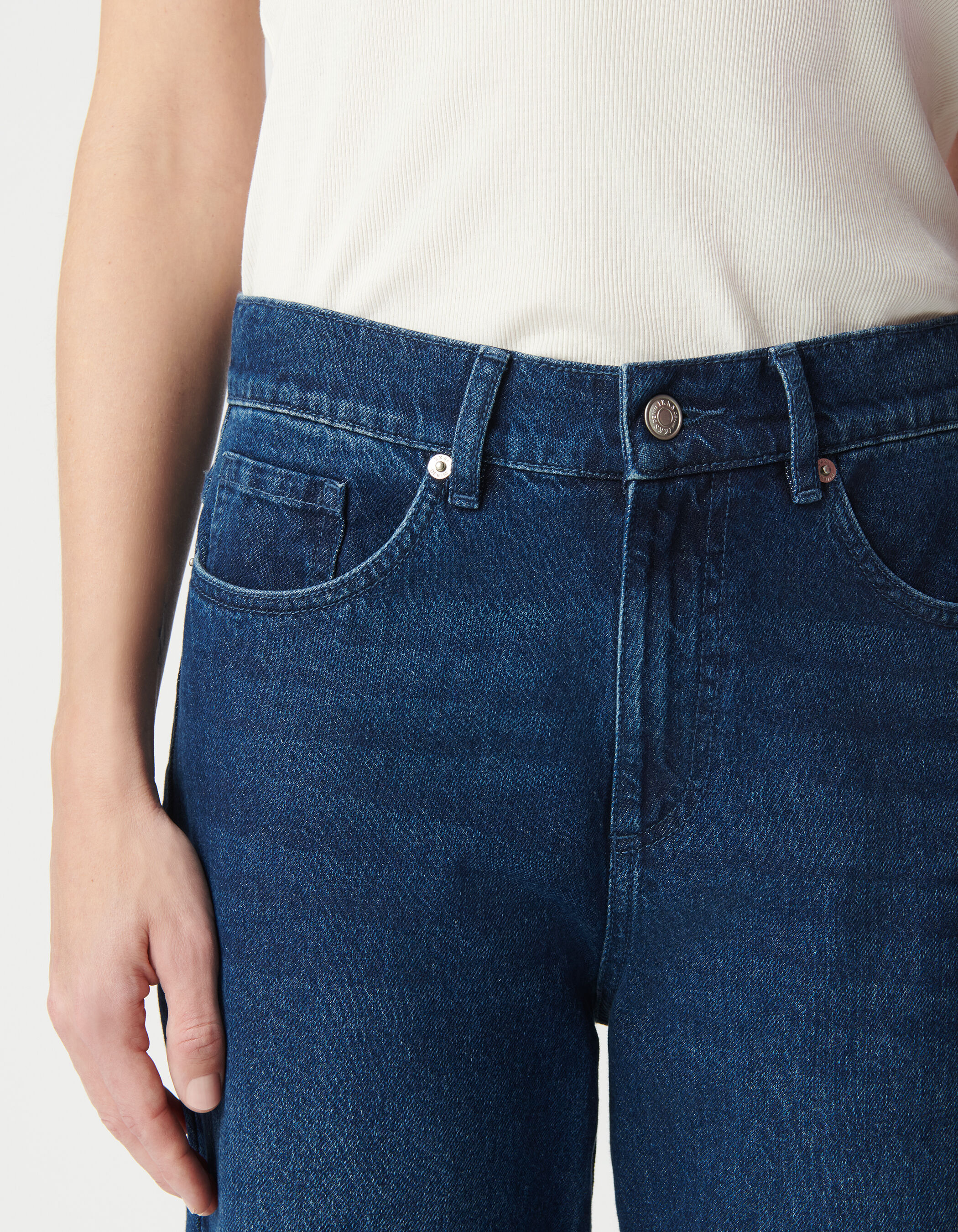 Jean boyfriend bleu cropped Femme