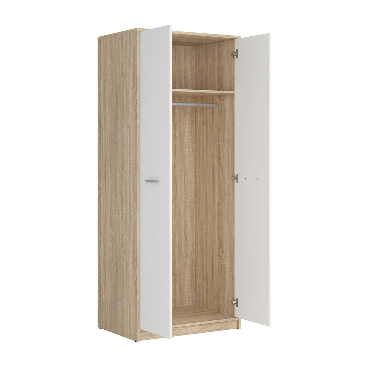 - Armoire 2 portes stratifiés naturel et blanc
