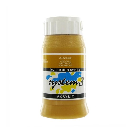 Daler Rowney System 3 Yellow Ochre Acrylic Paint 500ml