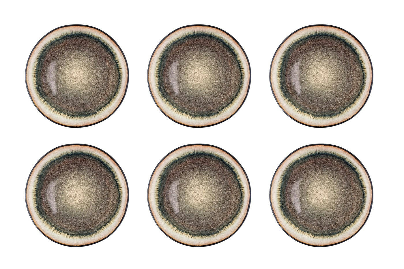 REACTIV - Lot de 6 assiettes plates en grès marron D26