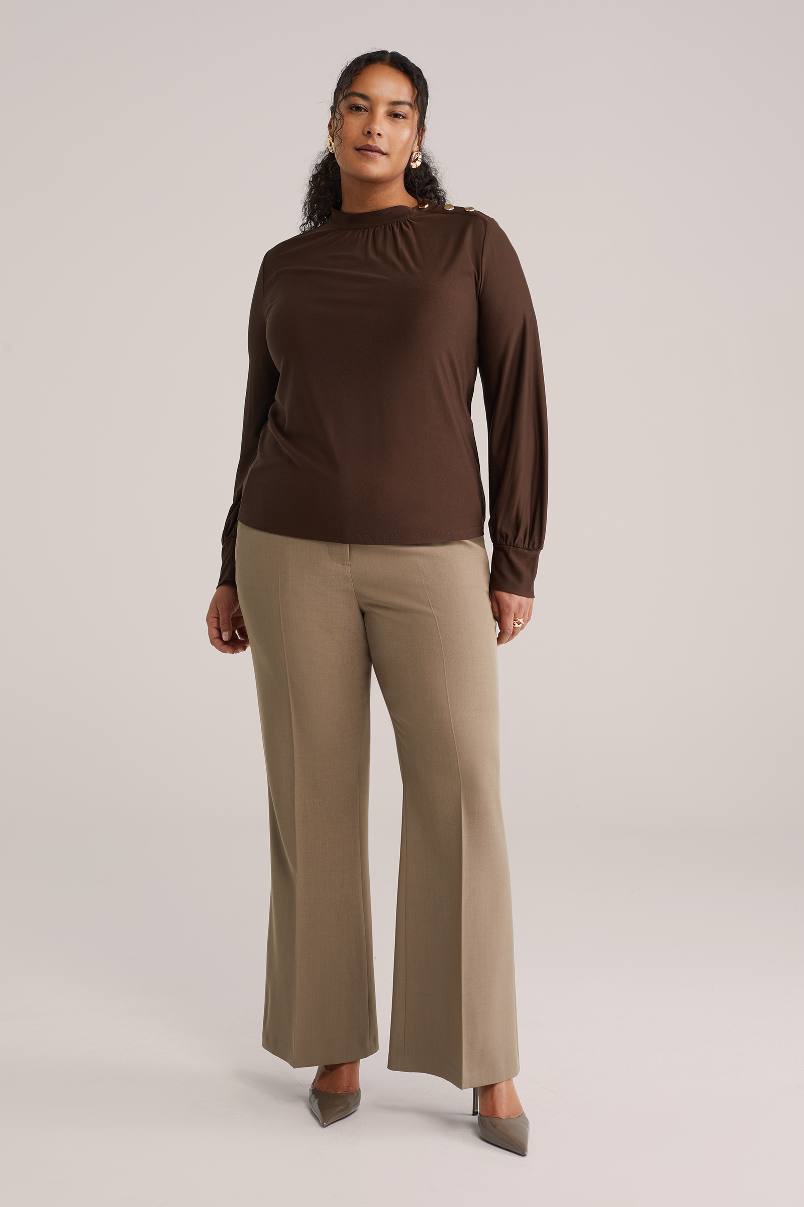 Dames jersey T-shirt met gouden accenten - Curve