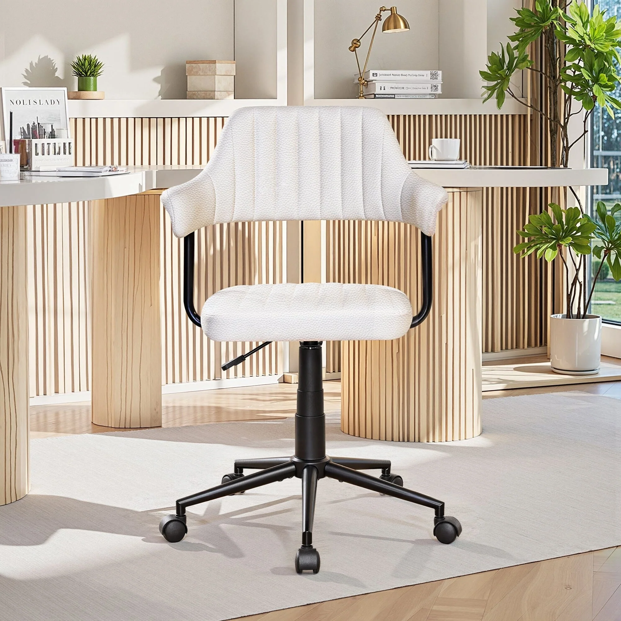 Javlergo Swivel Desk Chair with Padded Seat and Armrests, Adjustable Height Padded Office Chair