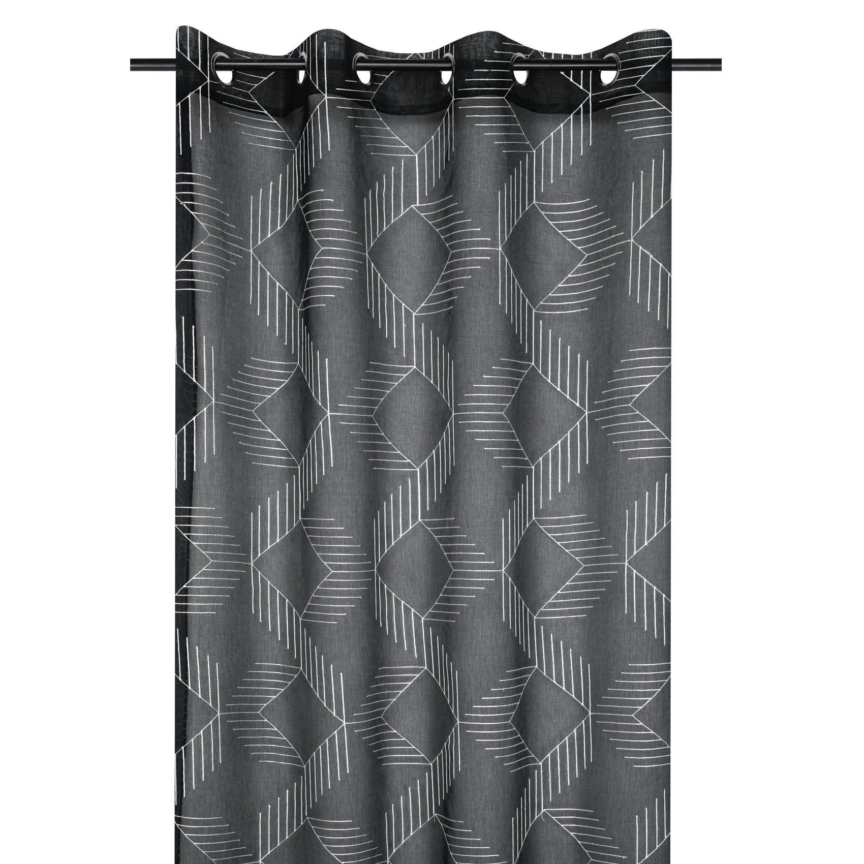 - Voilage tamisant esprit graphique polyester noir 140x260 cm