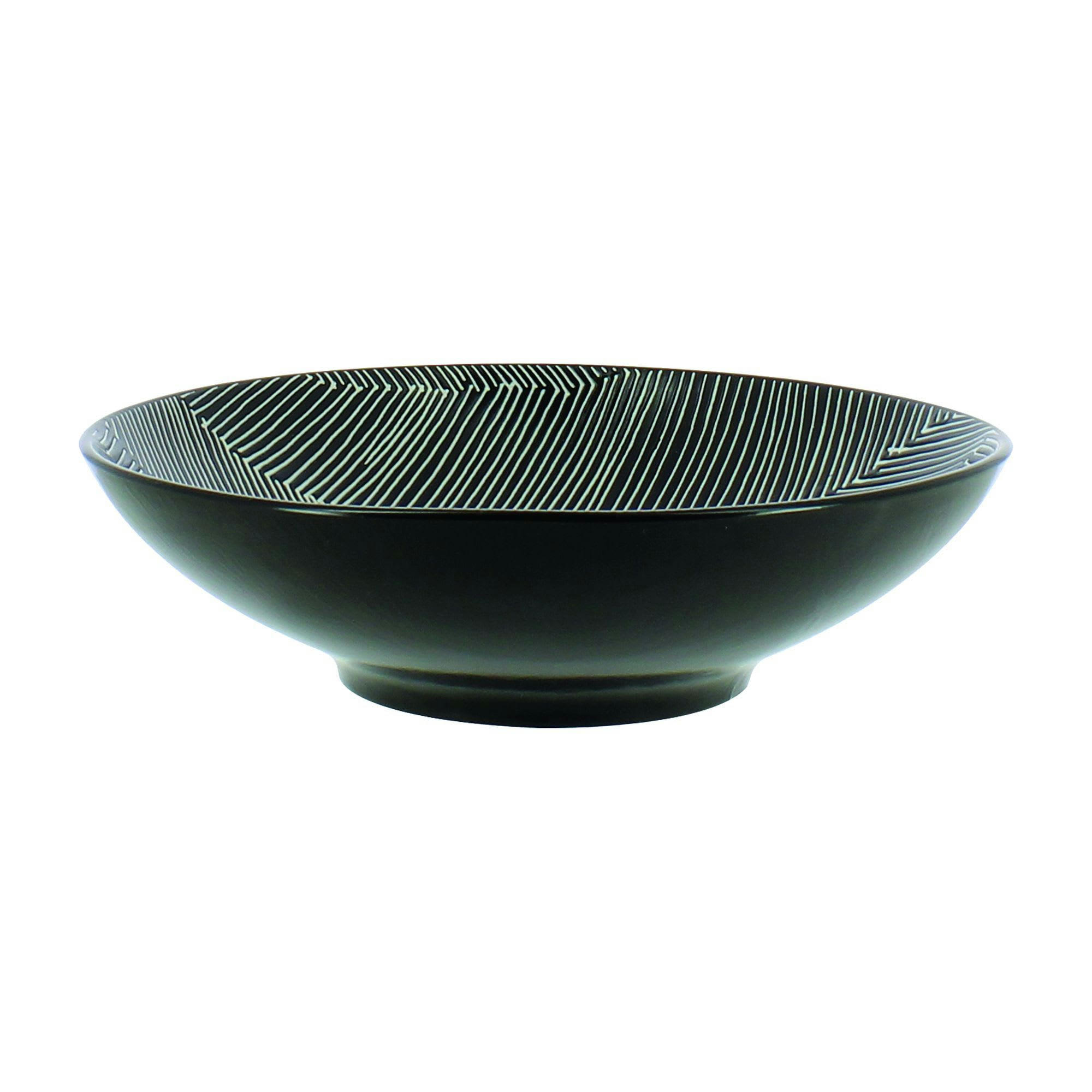 KENYA - Lot de 6 assiettes calottes en grès noir 19cm