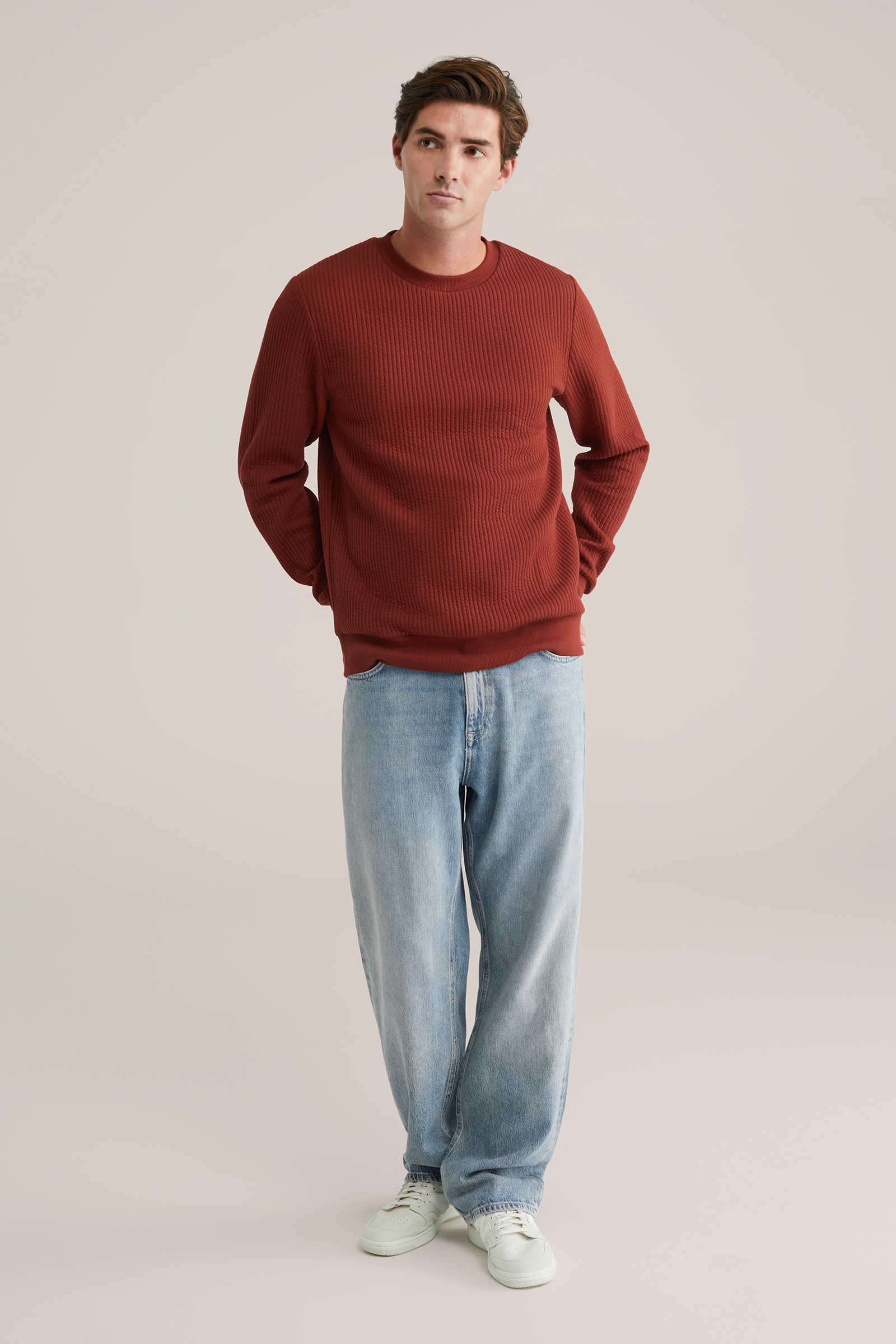 Heren regular fit sweater met structuur