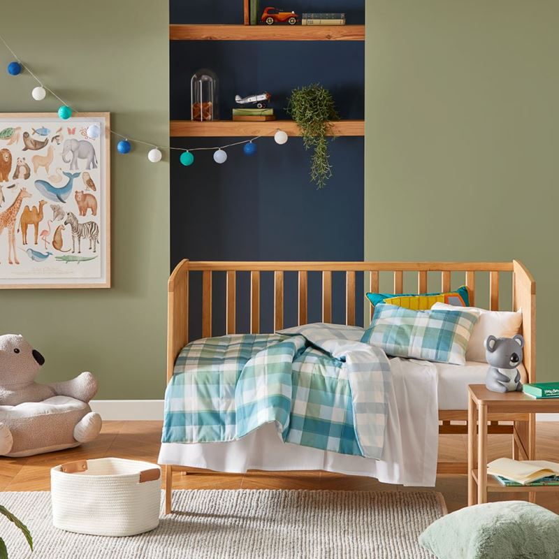 Ollie Gingham Fern Quilt Cover Set