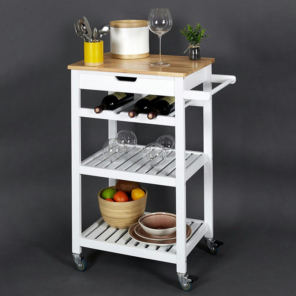 - Desserte à roulettes blanche