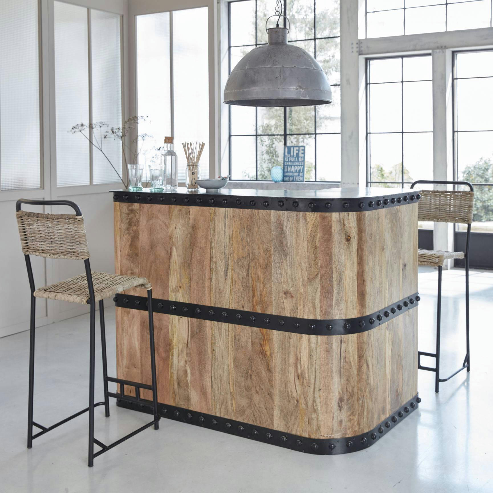 NEW YORK - Meuble bar en bois noir 140 cm