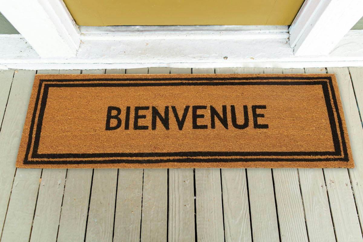 - Paillasson grande taille en coco 120 x 40 cm encadré bienvenue