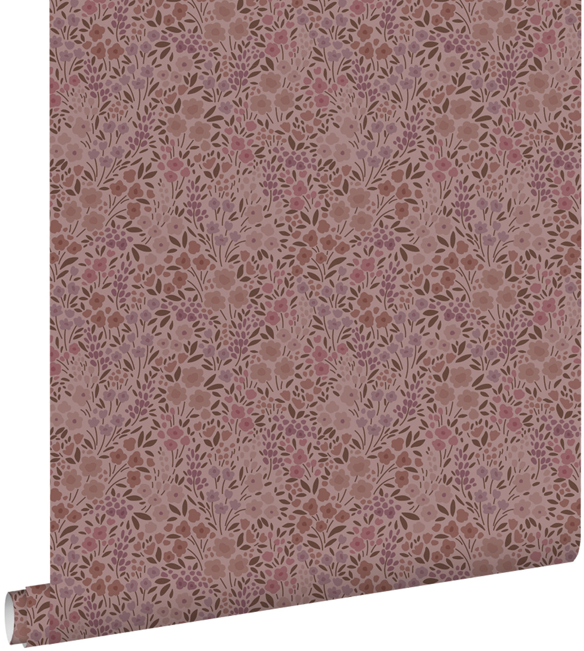ESTAhome behang bloemetjes oudroze en aubergine paars - 53 cm x 10.05 m - 131129