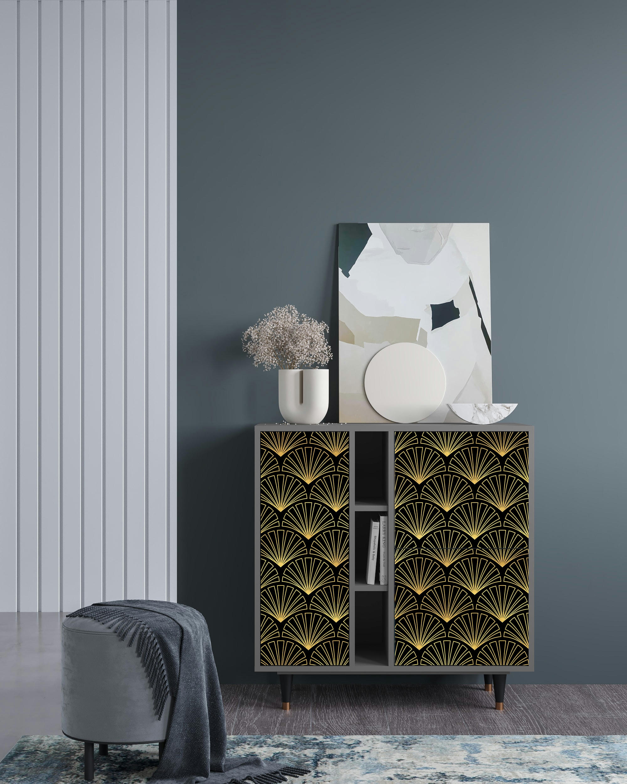 BIRD OF JUNO - Buffet  noir 3 portes L 94 cm