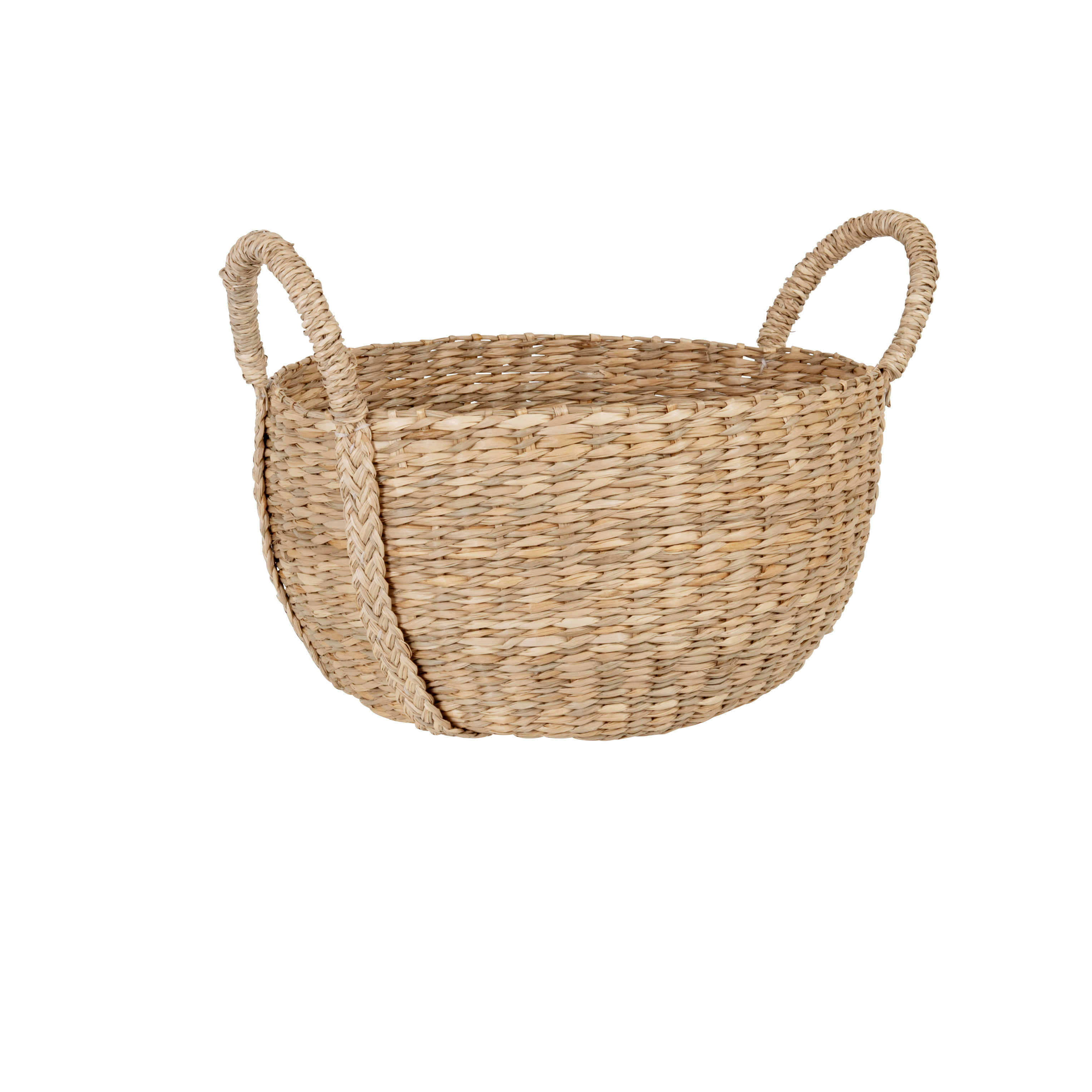 MILA - Panier de rangement à anses en jonc de mer L28