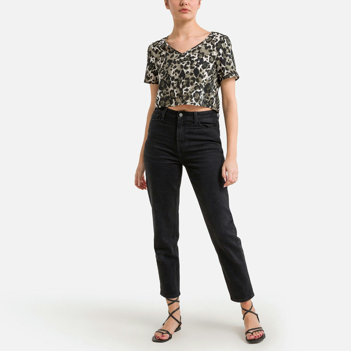 T-shirt crop imprimé