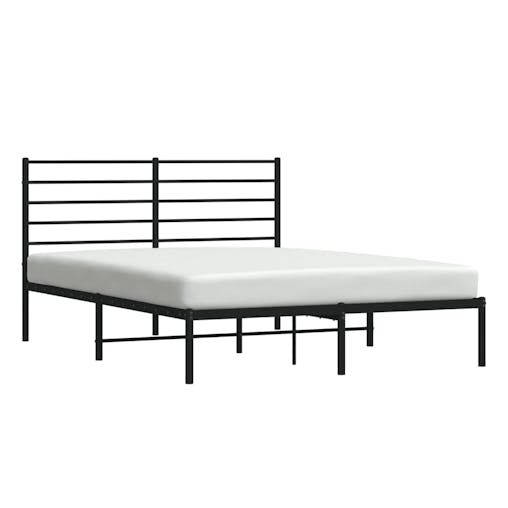 NNEVL Metal Bed Frame with Headboard Black 153x203 cm Queen