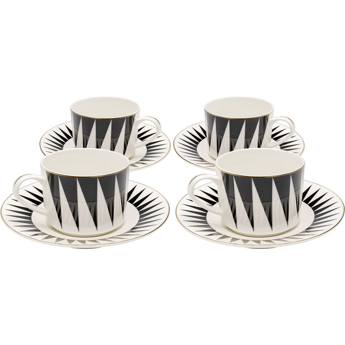 Kare Design Koffiekoppen Harlequin zwart en wit (4/set)