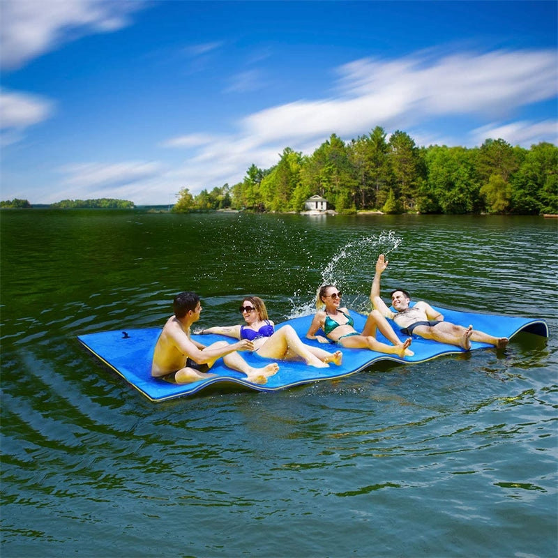 9' x 6' 3 Layer Tear-Resistant XPE Foam Floating Water Pad for Beach Water Recreation
