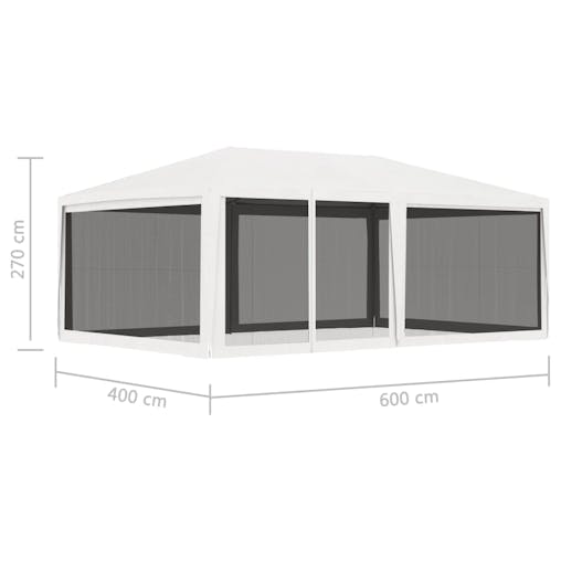 NNEVL Party Tent with 4 Mesh Sidewalls 4x6 m White