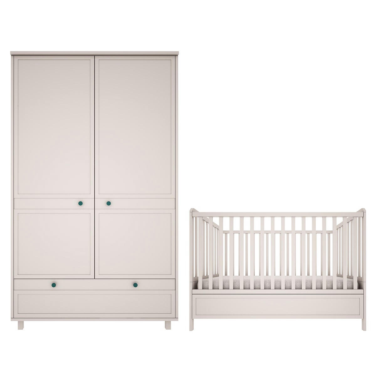 DUO - GABRIEL - Lit évolutif 70x140 armoire 2 portes beige