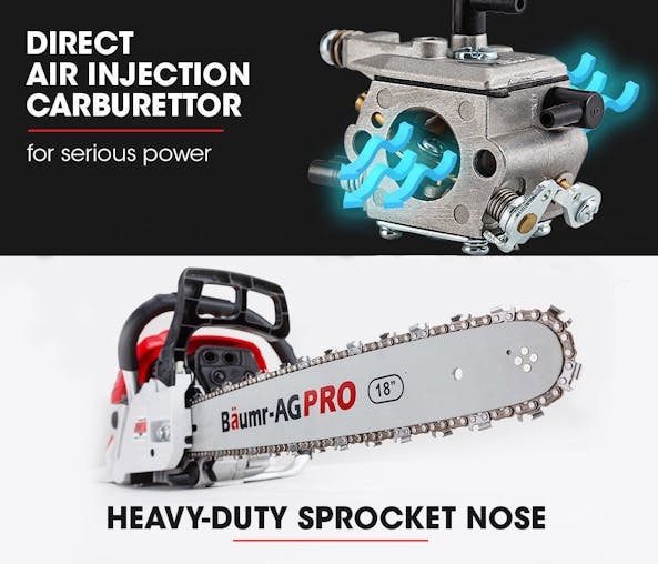 NNEMB 45CC Petrol Chainsaw Commercial 18 Bar Chain Saw E-Start Garden Pruning