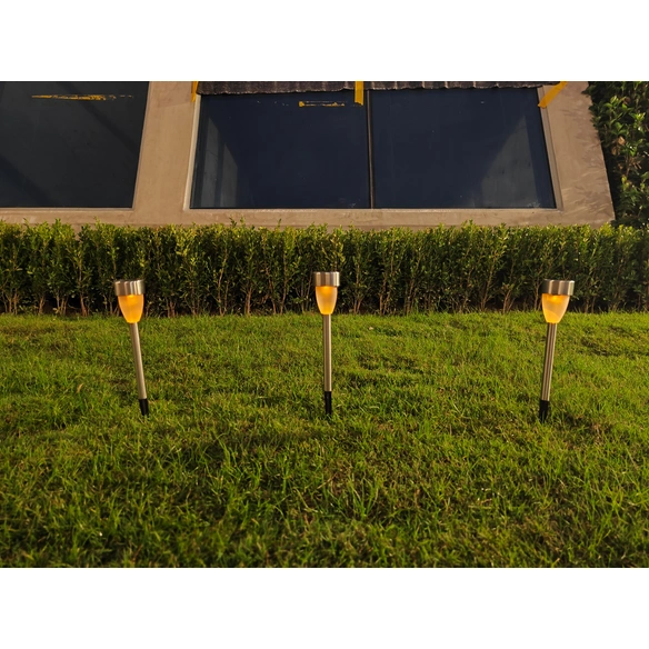LED-Solarleuchte »Tierra«, ØxH: 4,7 x 36,5 cm, Edelstahl/Kunststoff, silberfarben, Flackereffekt